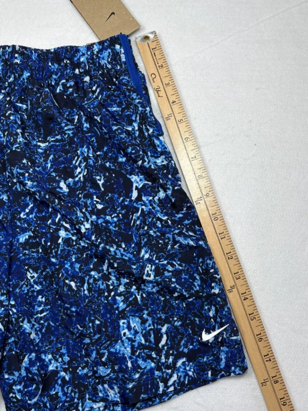 Nike Boys Dri-FIT Multi Printed Training Shorts Blue White Marble Athletic XL